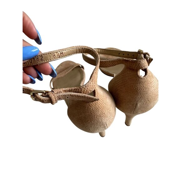 STUART WEITZMAN Beige Leather Ankle Strap Heels Size 8.5 - Picture 4 of 8